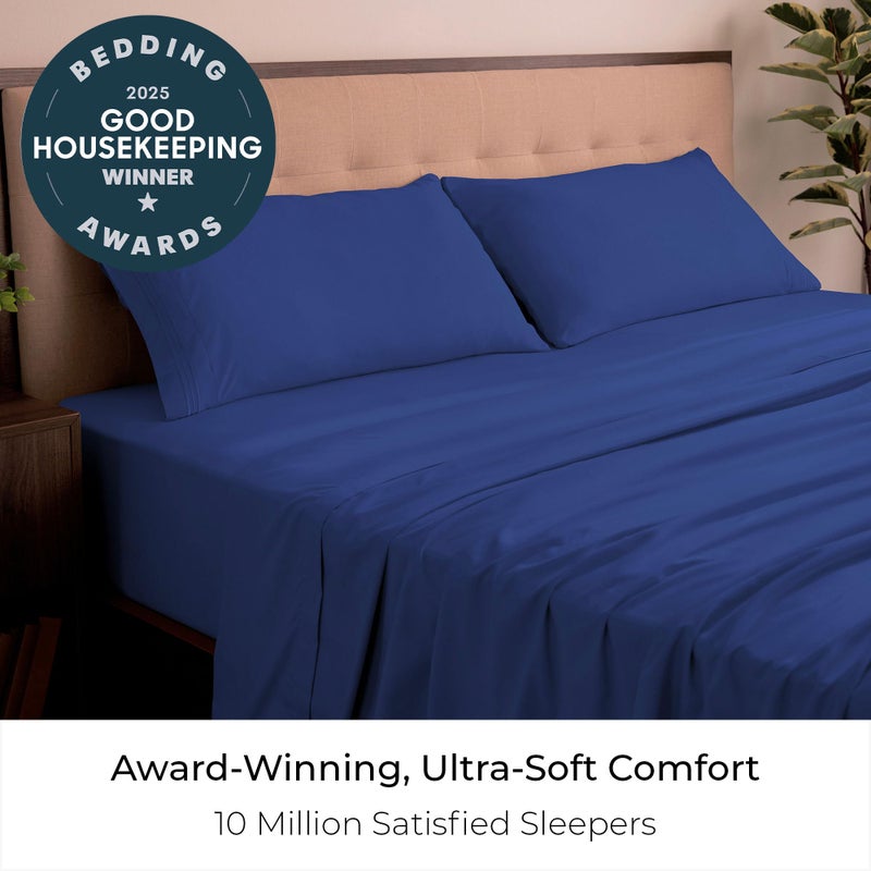 Mellanni California King Sheets Set - 4 PC Iconic Collection Bedding - Hotel Luxury, Extra Soft, Cooling Bed Sheets - Wrinkle, Fade, Stain Resistant (Cal King, Royal Blue) - Image 2